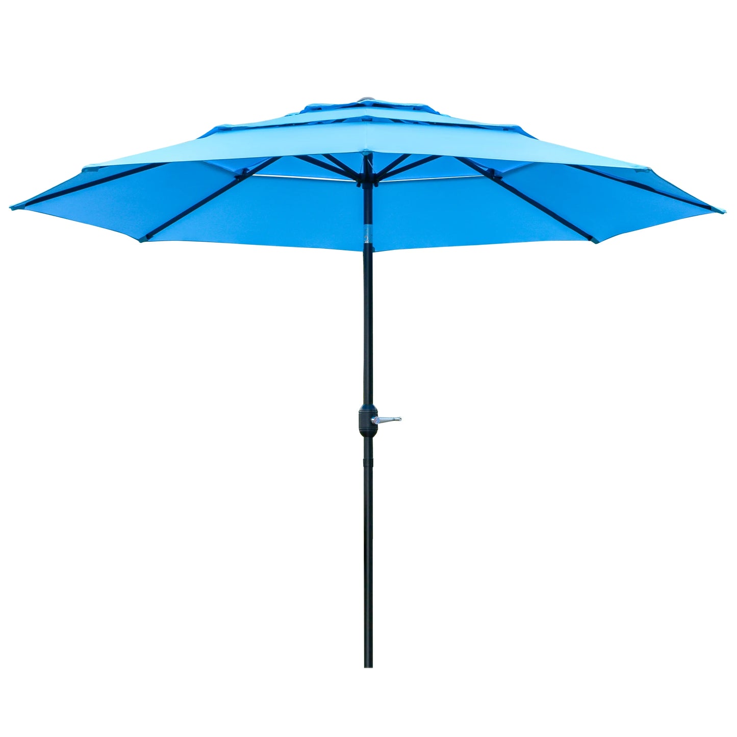 9FT 3 Tiers Patio Umbrella, Crank Push Button Tilt, Sky Blue Sun Umbrellas Sky Blue, Black at Gallery Canada