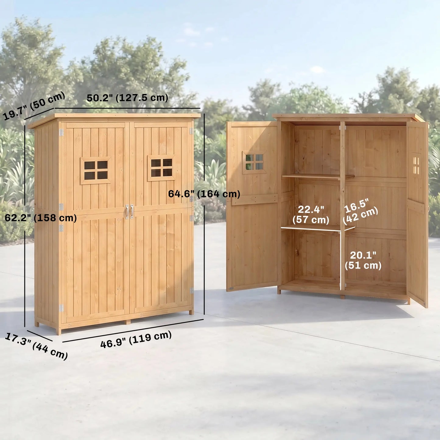 4x1.5ft Wooden Garden Storage Shed, Outdoor Tool Cabinet, Double Door Sheds at Gallery Canada