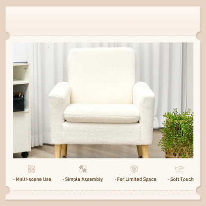 Modern Fabric Accent Chair, Upholstered Armchair with Wood Legs, Cream White Accent Chairs at Gallery Canada