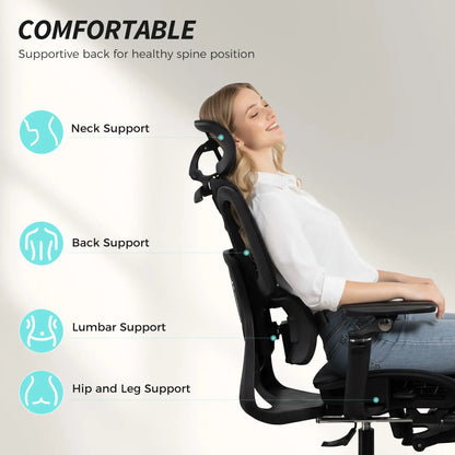 Ergonomic Mesh Office Chair, High Back, Lumbar Support, Black Task Chairs at Gallery Canada