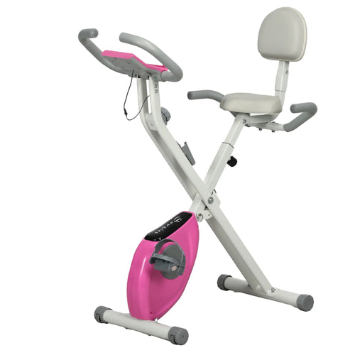 Foldable Magnetic Exercise Bike, 8 Level Resistance, Pink
