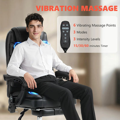 6 Point Vibration Massage Office Chair, PU Leather, Heated, Black Massage Chairs at Gallery Canada