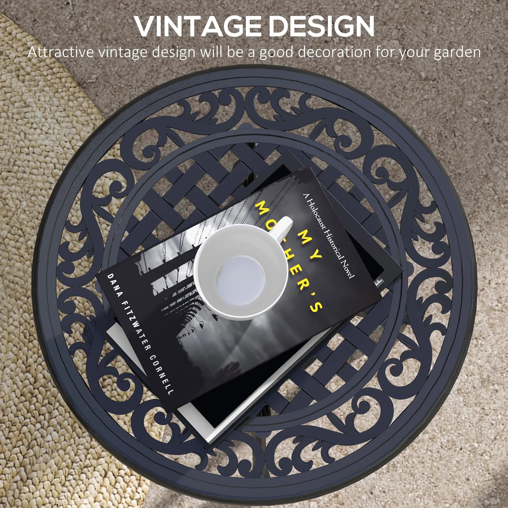 Round Patio Table, Adjustable Feet, Cast Aluminium Frame, Black Patio Side Tables at Gallery Canada