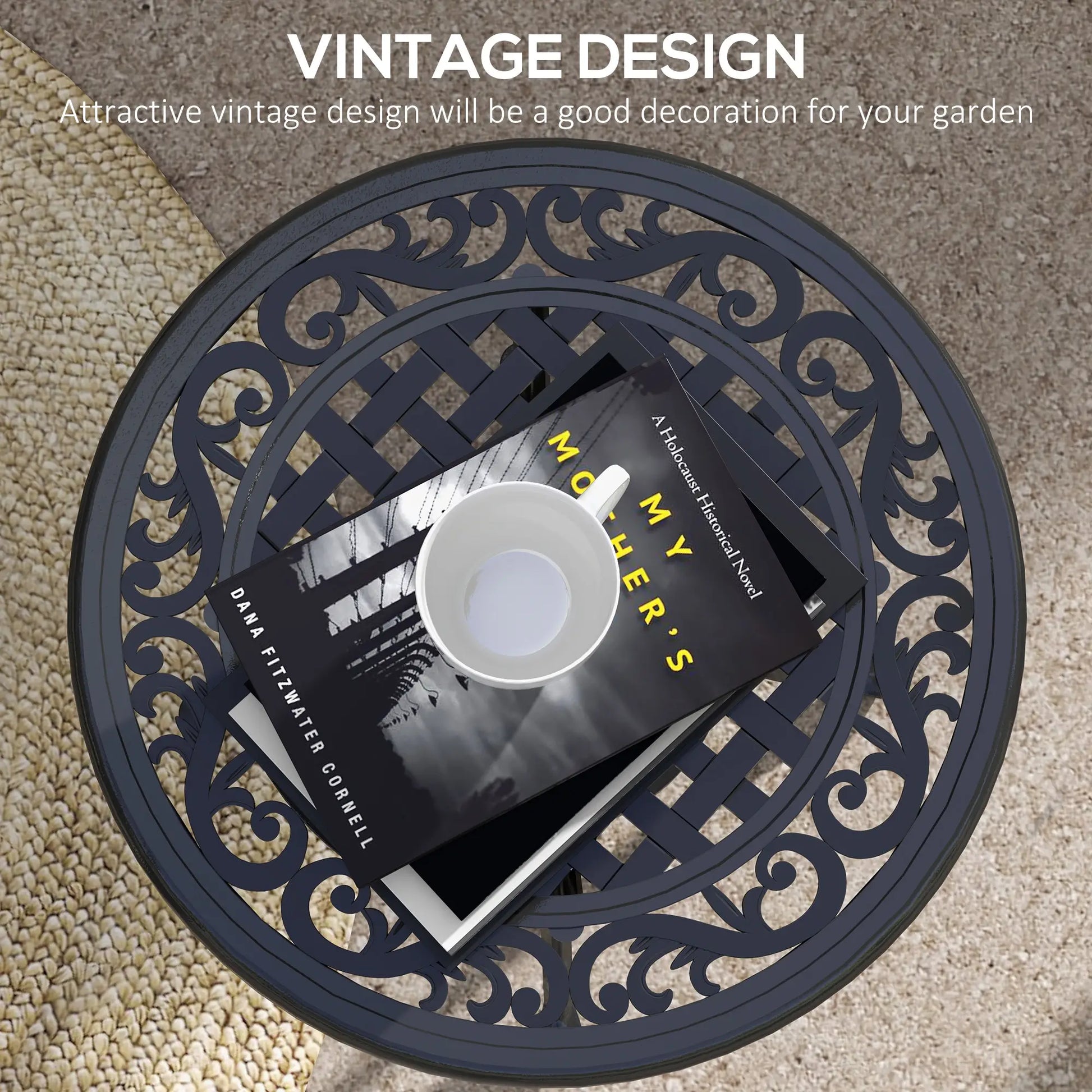 Round Patio Table, Adjustable Feet, Cast Aluminium Frame, Black Patio Side Tables at Gallery Canada