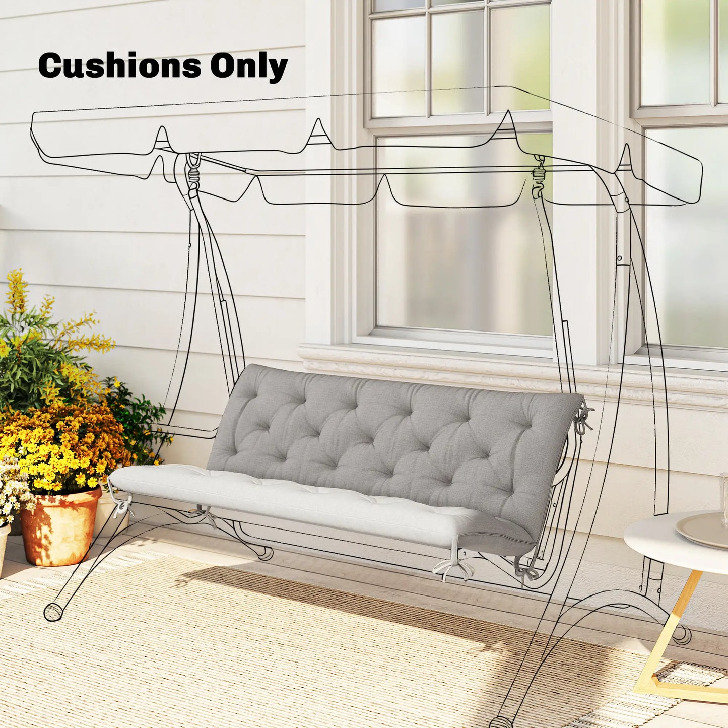 3-Seater Outdoor Swing Chair Cushions, Patio Garden, Light Grey Patio Chair Cushions at Gallery Canada