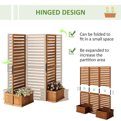 Outdoor Privacy Screen, Wood Panel with 4 Planter Boxes, Raised Bed, 3 Panels Side Awnings at Gallery Canada