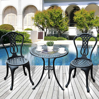 3-Piece Antique Outdoor Bistro Set, Cast Aluminum, Black Bistro Sets at Gallery Canada