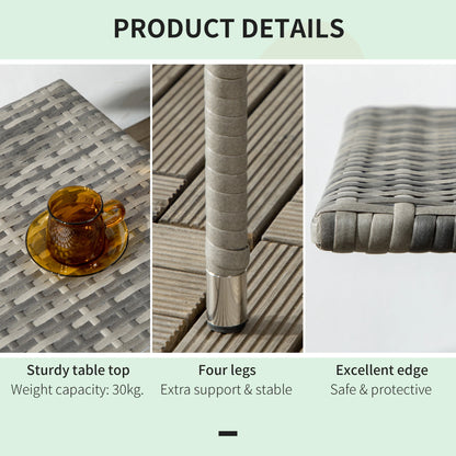 20" Patio Wicker Coffee Table, Outdoor, Mixed Grey, Grey Patio Side Tables at Gallery Canada