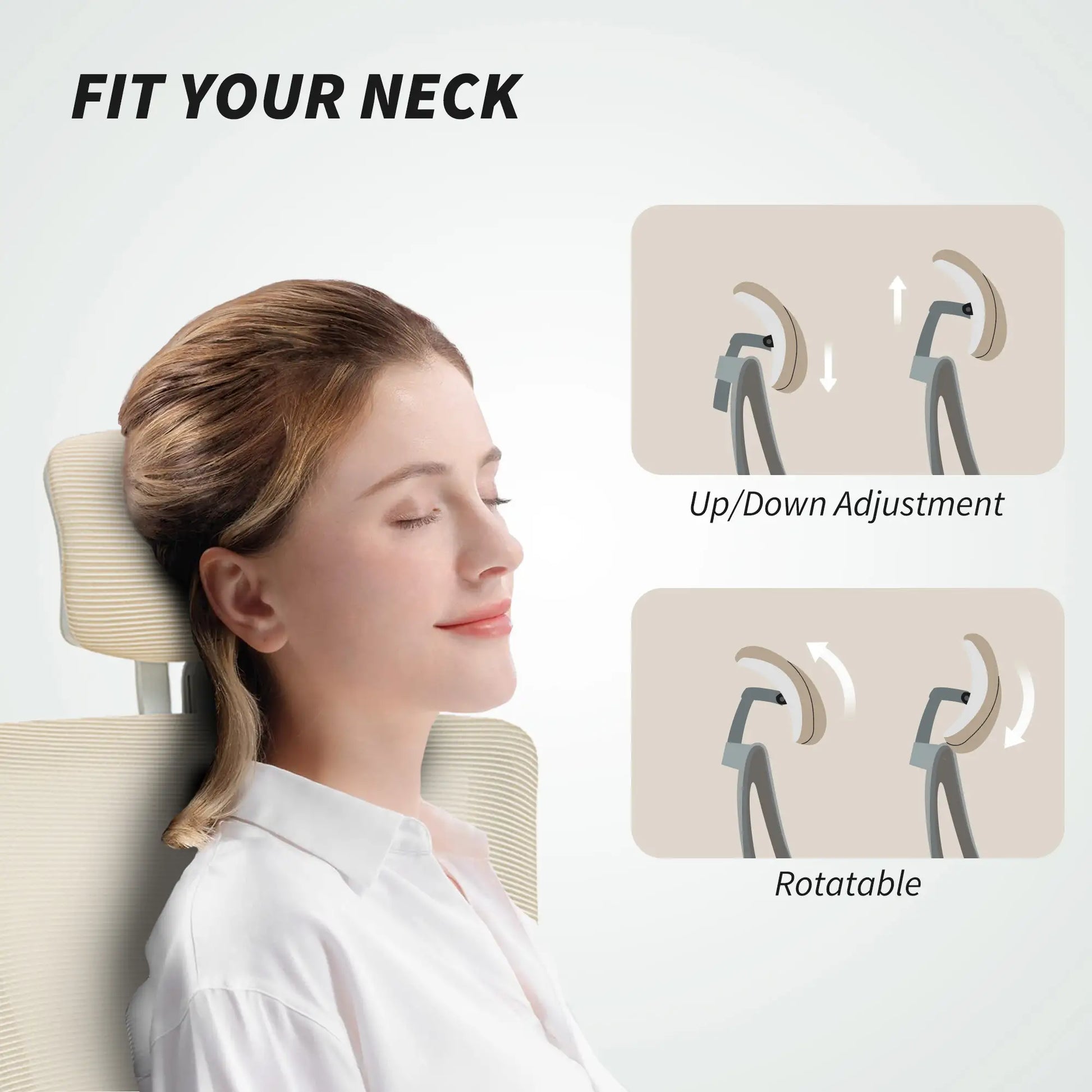 Ergonomic Office Chair, Swivel Desk Chair, Adjustable Lumbar Support, Headrest, Height, Flip-Up Armrests, Beige Task Chairs at Gallery Canada