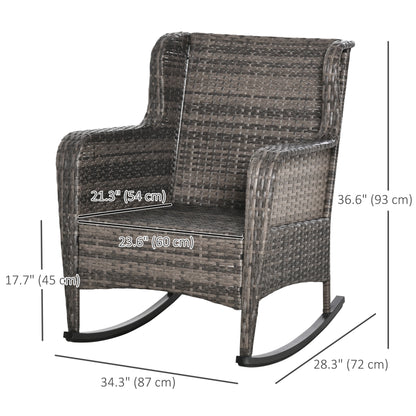 Outdoor Wicker Rocking Chair, PE Rattan Porch Rocker, Grey Outdoor Rocking Chairs at Gallery Canada