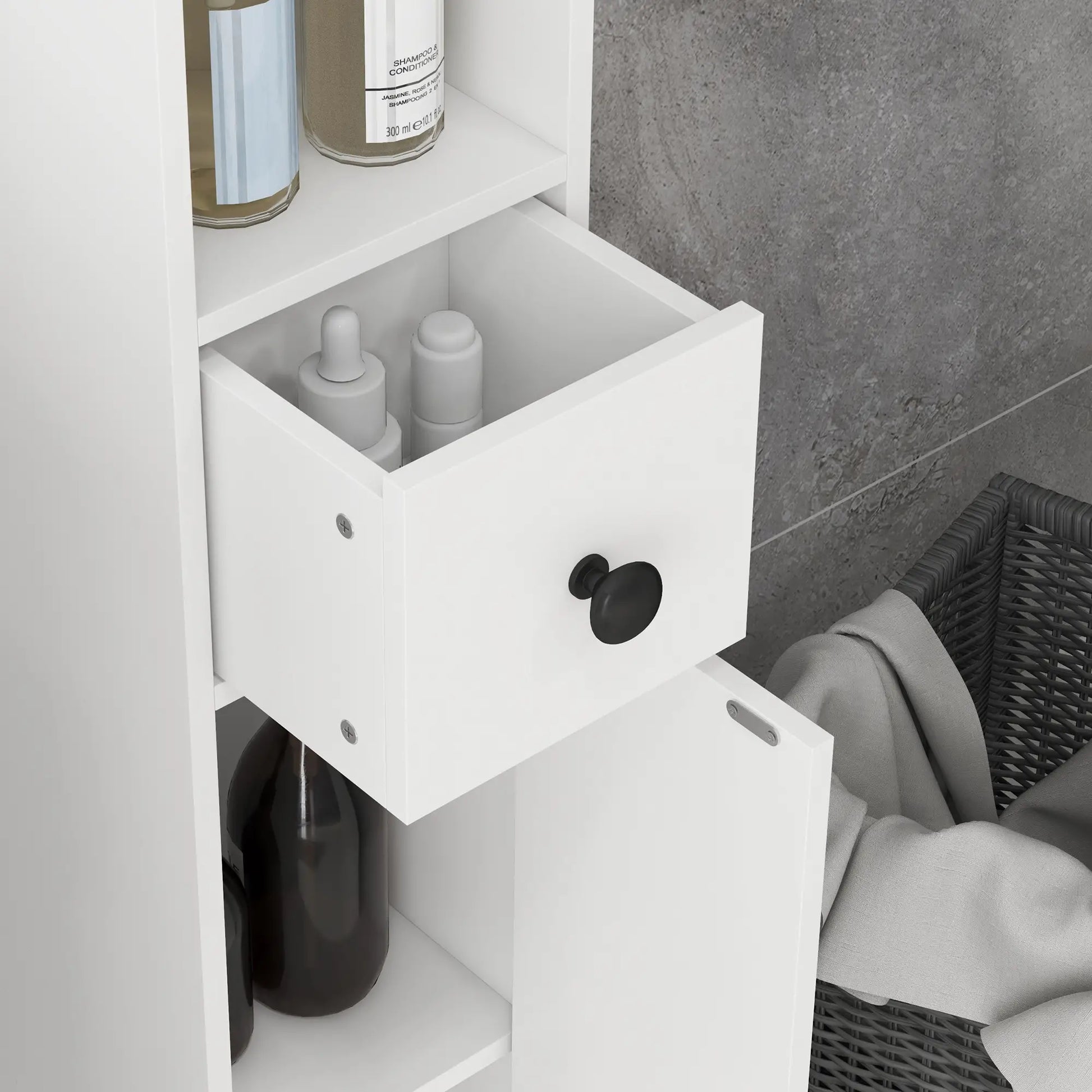 71" Tall Bathroom Storage Cabinet, Adjustable Shelves, 2 Door, White Bathroom Cabinets at Gallery Canada