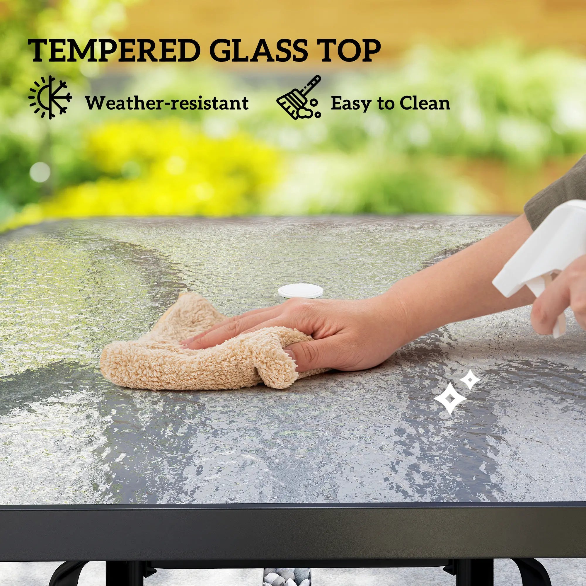 Tempered Glass Square Patio Table, 2.1