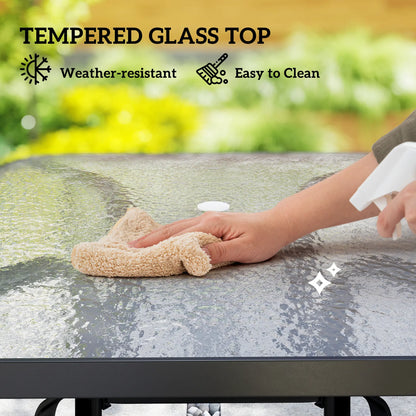 Tempered Glass Square Patio Table, 2.1" Umbrella Hole, 38" x 38" x 28" Patio Dinning Tables at Gallery Canada