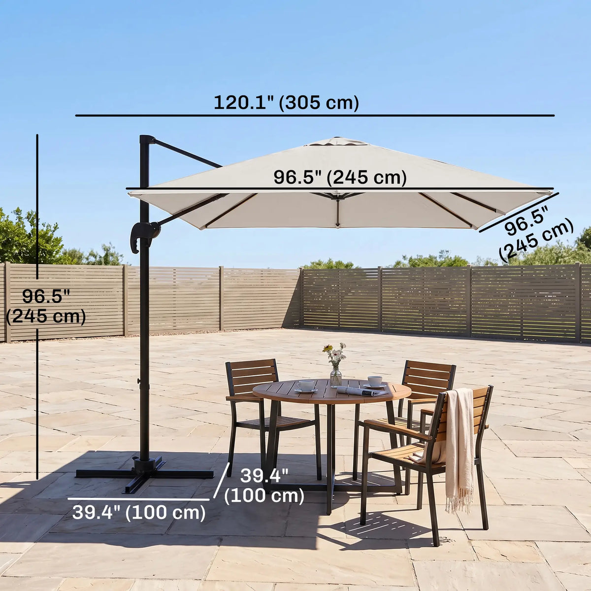 8' x 8' Square Patio Umbrella, 360° Rotation, Aluminum, White Cantilever Umbrellas at Gallery Canada