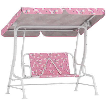 Kids Porch Swing, 2-Seater Bench With Safety Belts, Adjustable Canopy, Pink Gym Sets & Swings at Gallery Canada