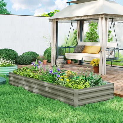 8 x 3 x 1ft Galvanized Raised Garden Bed, Metal Elevated Planter Box, Light Grey Galvanized Planter Boxes at Gallery Canada