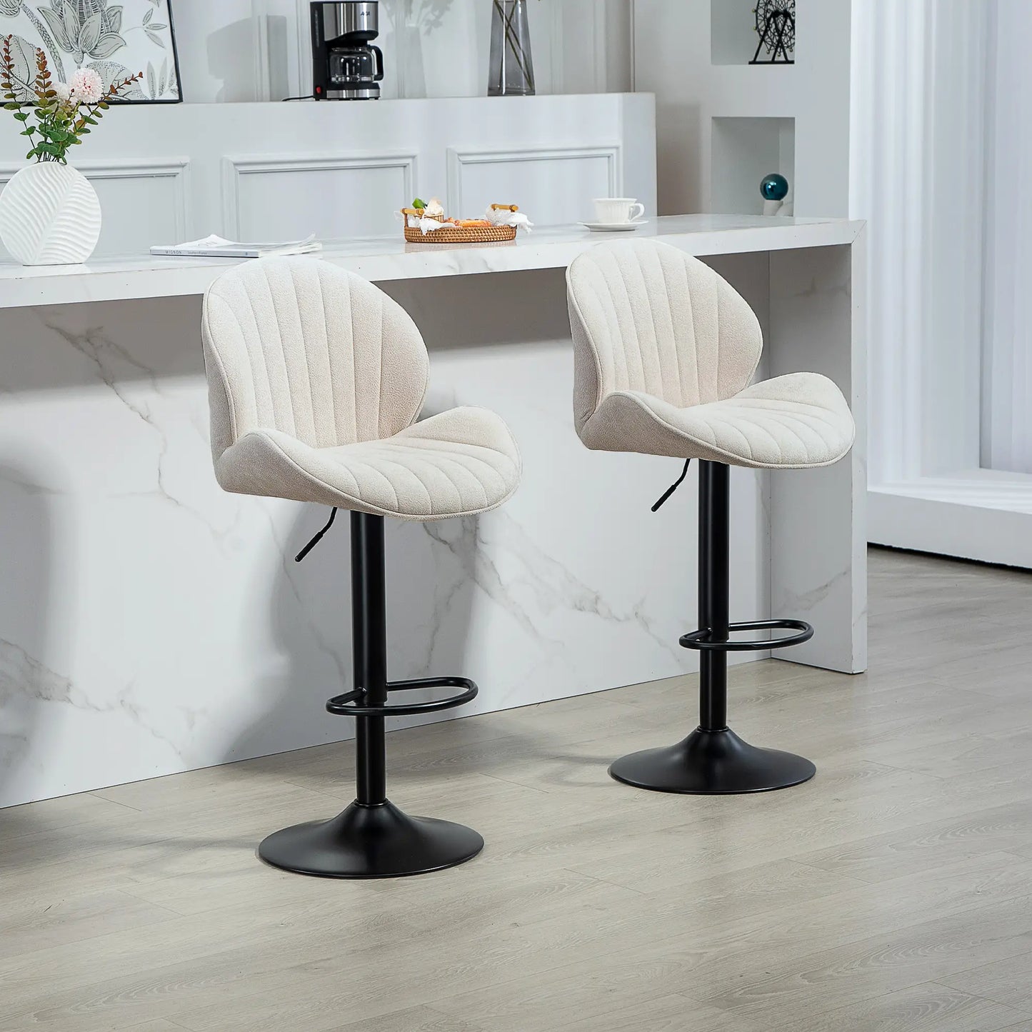 Swivel Bar Stools Set of 2, Adjustable Height with Back, Beige Bar Stools at Gallery Canada