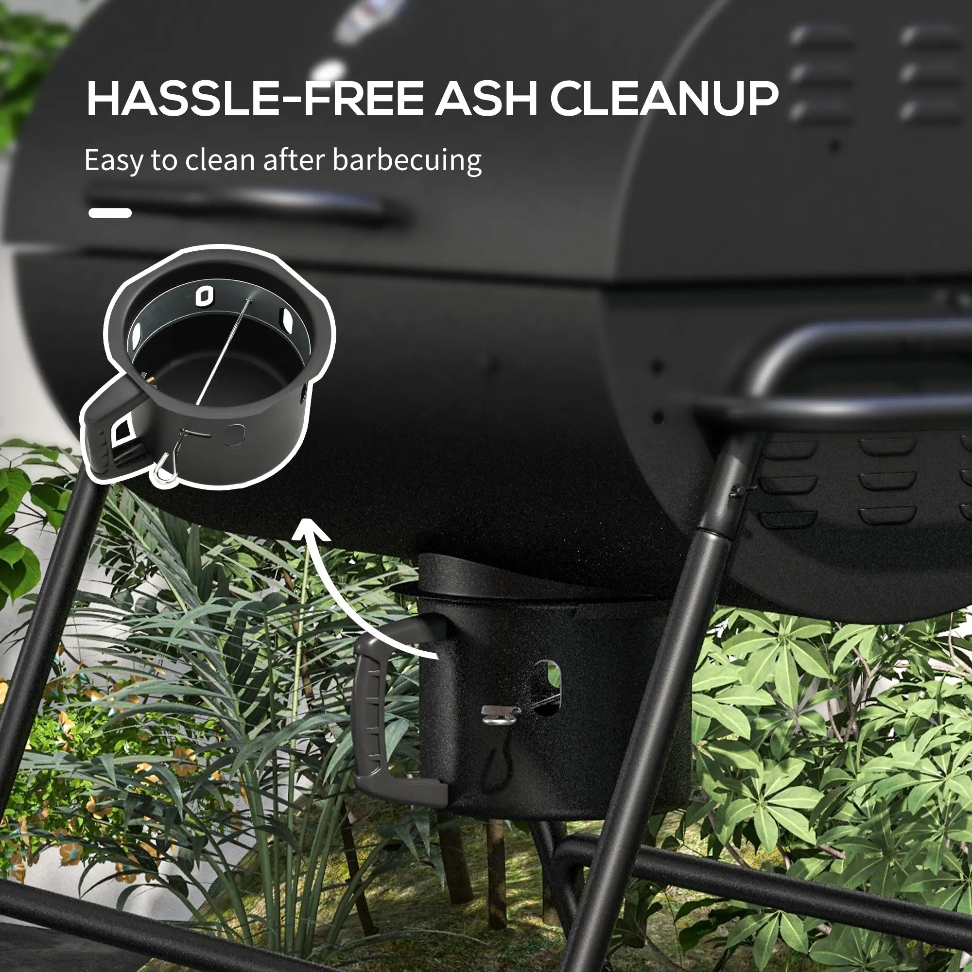 Charcoal BBQ Smoker, 420 sq.in. Cooking Area, Wheels, Ash Catcher, Black Charcoal BBQ Grils at Gallery Canada