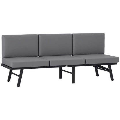 3-in-1 3-Seater Outdoor Sofa, Lounge Chair, Patio Loveseat with Table, Grey Patio Chairs at Gallery Canada
