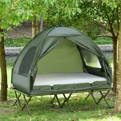 Portable Folding Camping Tent Cot, Air Mattress w/ Carry Bag, Pump, Dark Green