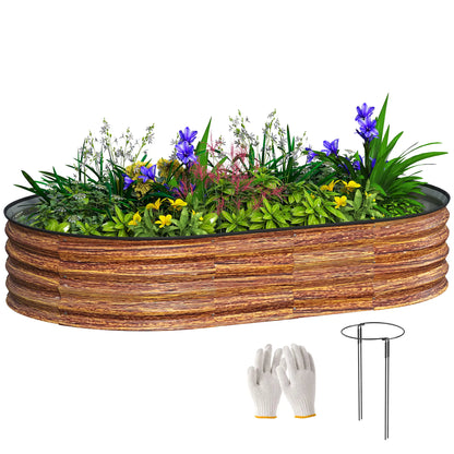 5' x 3' x 1' Galvanized Raised Garden Bed, Brown Wood Effect, Brown