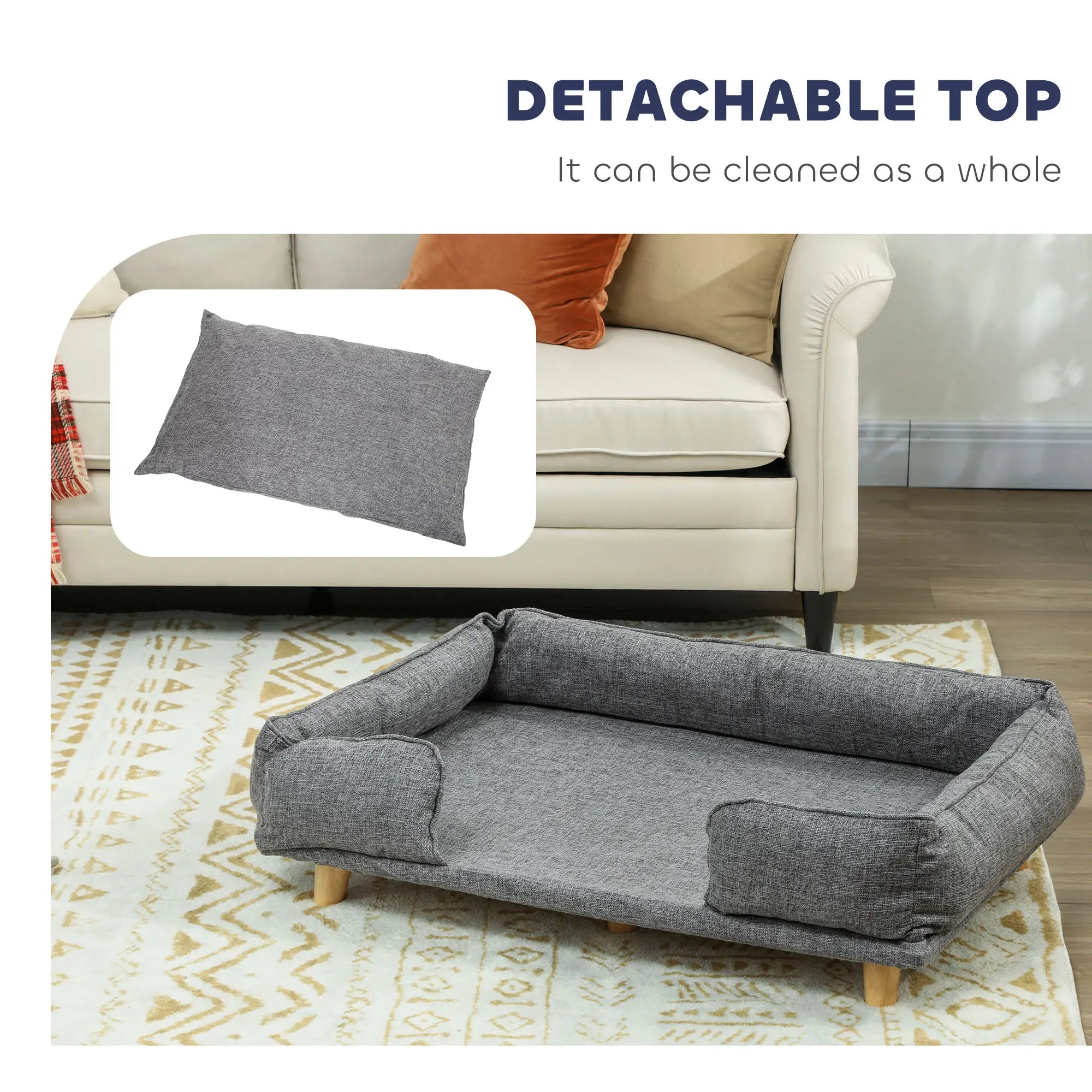 Washable Dog Sofa for Large Dogs, Elevated Pet Couch, Dark Grey Dog Sofas at Gallery Canada