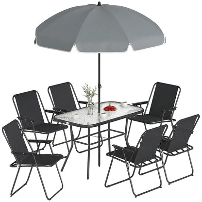 8 Piece Patio Set, Folding Chairs, Tempered Glass Tabletop, Black Outdoor Dining Sets at Gallery Canada