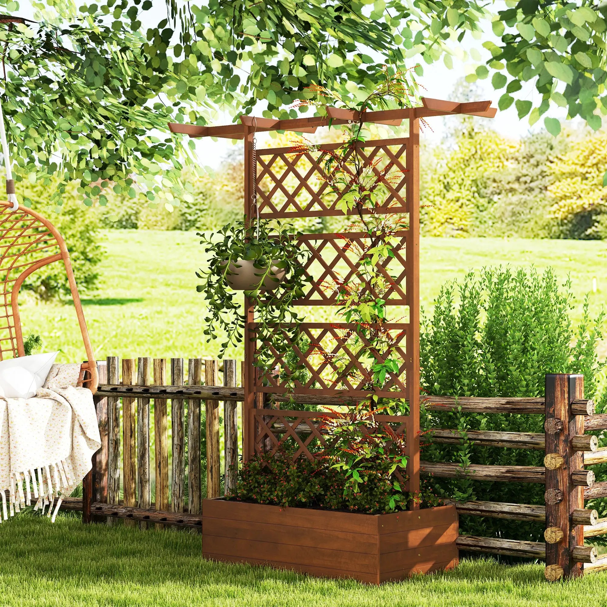 Wooden Planter with Trellis, Raised Garden Bed, Orange Raised Garden Beds at Gallery Canada