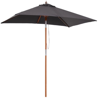 6.6x5ft Square Market Parasol, Wooden Patio Umbrella, Tilt Mechanism, 6 Bamboo Ribs, Dark Grey Sun Umbrellas Dark Grey at Gallery Canada