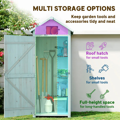30" x 21" x 71" Garden Storage Shed, Outdoor Tool House, 3 Tier Shelves, Blue Sheds at Gallery Canada