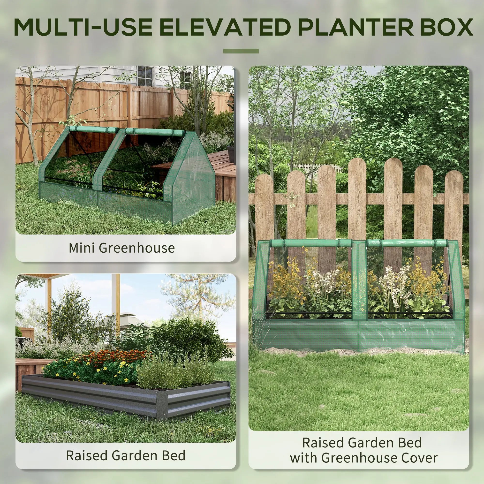 6' x 3' Metal Planter Box With Cover, Raised Garden Bed, Green And Dark Grey Galvanized Planter Boxes at Gallery Canada