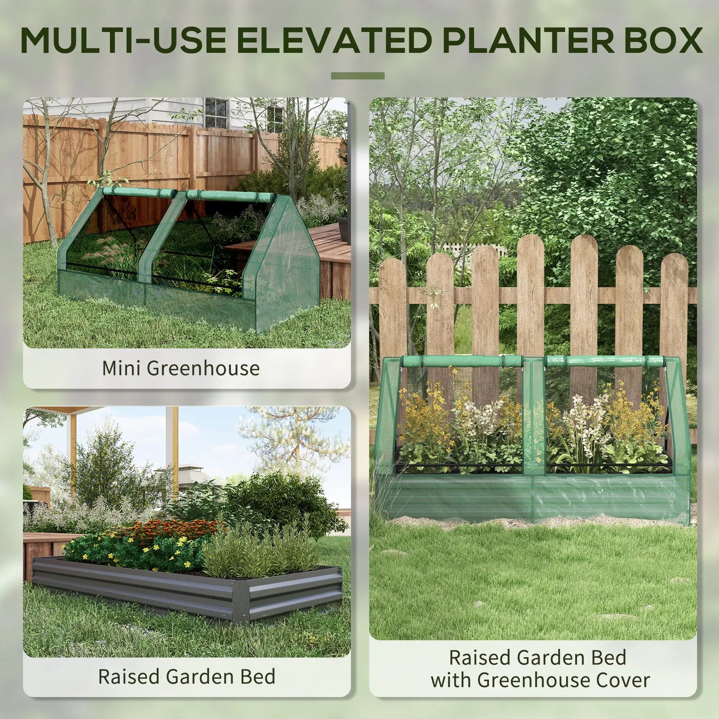 6' x 3' Metal Planter Box With Cover, Raised Garden Bed, Green And Dark Grey Galvanized Planter Boxes at Gallery Canada