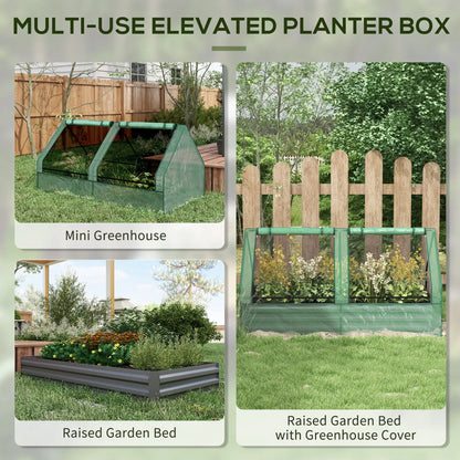6' x 3' Metal Planter Box With Cover, Raised Garden Bed, Green And Dark Grey Galvanized Planter Boxes at Gallery Canada
