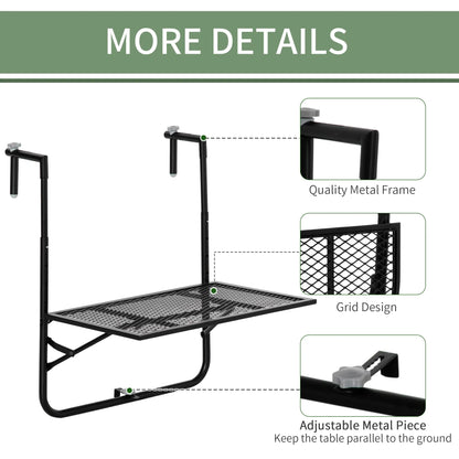 Metal Wall Mount Desk, Adjustable Folding Balcony Table, Black Balcony Table Hanging at Gallery Canada