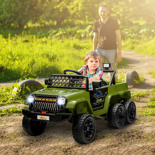 12V 4WD/2WD Kids Electric Car, Remote Control, Spring Suspension, Dark Green Electric Toy Cars Dark Green at Gallery Canada