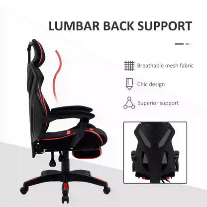 Racing Gaming Chair, Ergonomic Computer Chair with Footrest, Headrest, Black, Red Video Game Chairs at Gallery Canada