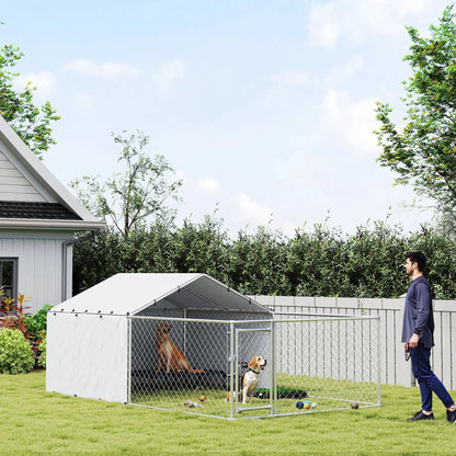 Galvanized Steel Dog Kennel, Outdoor, Waterproof UV-Resistant Cover, Large Dogs, 13.1' x 7.5' x 4.9' Houses, Kennels & Pens at Gallery Canada