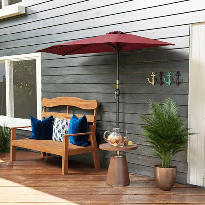 9ft Half Round Patio Umbrella, 5 Ribs, Sun Shade, Wine Red Half Round Umbrellas at Gallery Canada