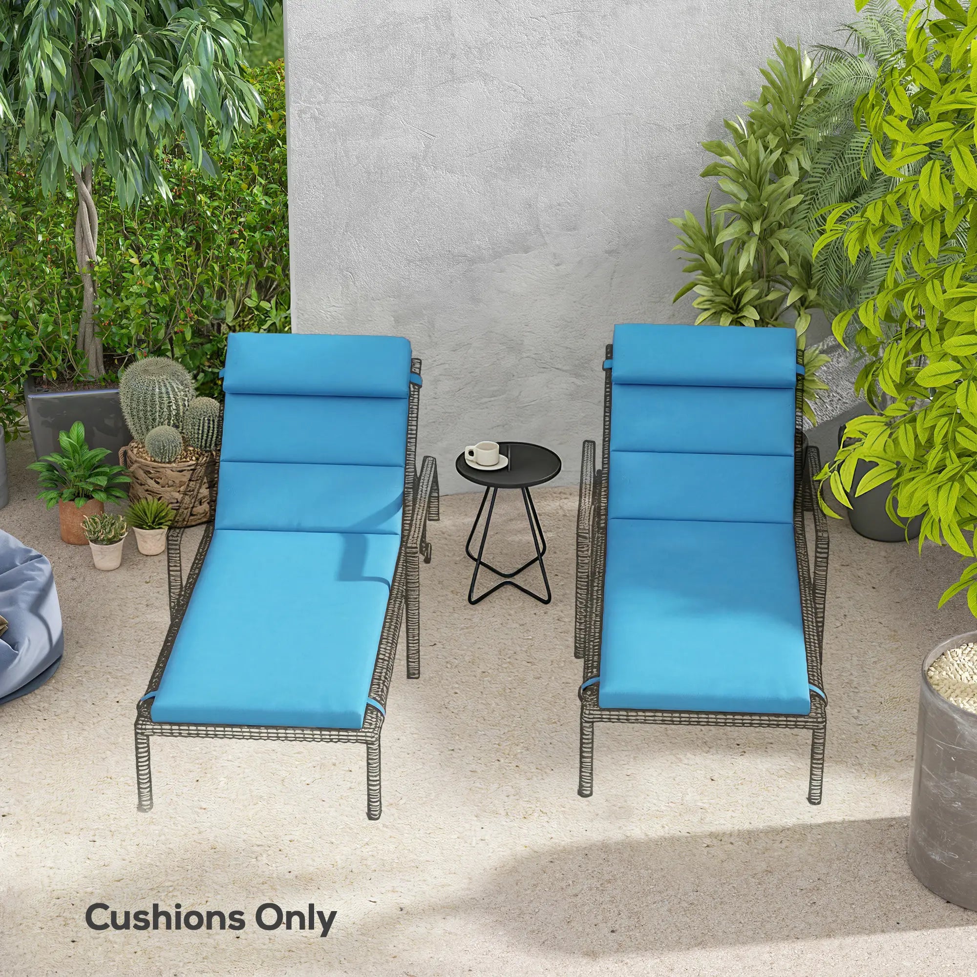 Patio Chaise Lounge Chair Cushions, Set of 2, Turquoise Patio Chair Cushions at Gallery Canada
