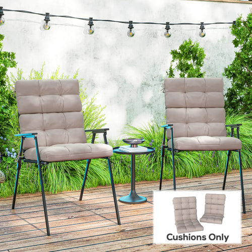 2-Piece Back Seat Cushion Set, Outdoor Patio Chair, Button Tufted, Beige