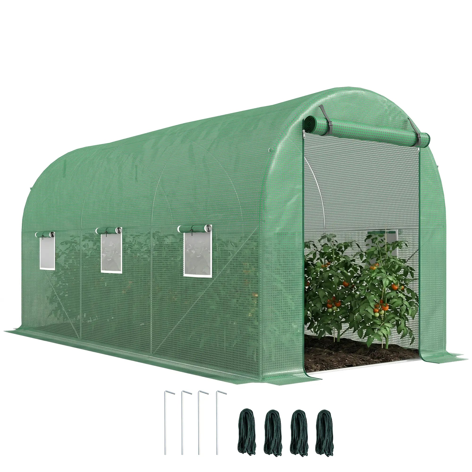 13' x 6' x 6' Walk-In Greenhouse, PE Cover, Green Walk In Greenhouses Green at Gallery Canada