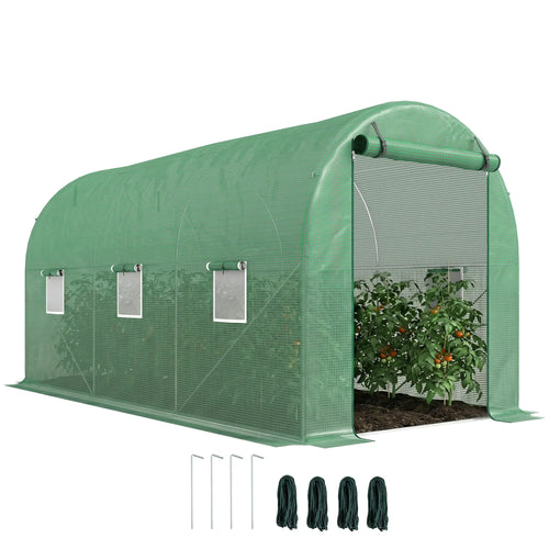13' x 6' x 6' Walk-In Greenhouse, PE Cover, Green