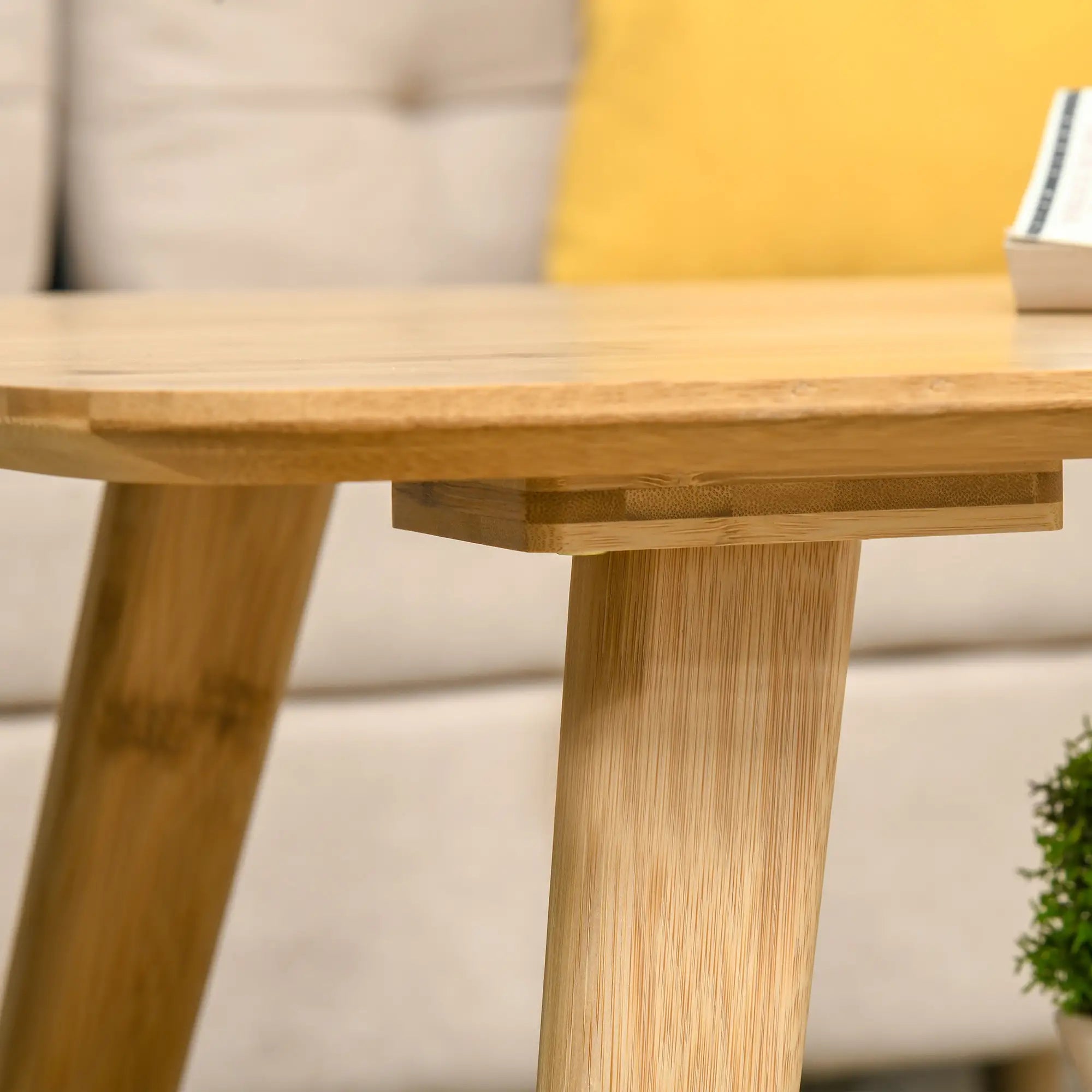 2 Tier Bamboo Coffee Table, Storage Shelf, Wood Grain, 39.25