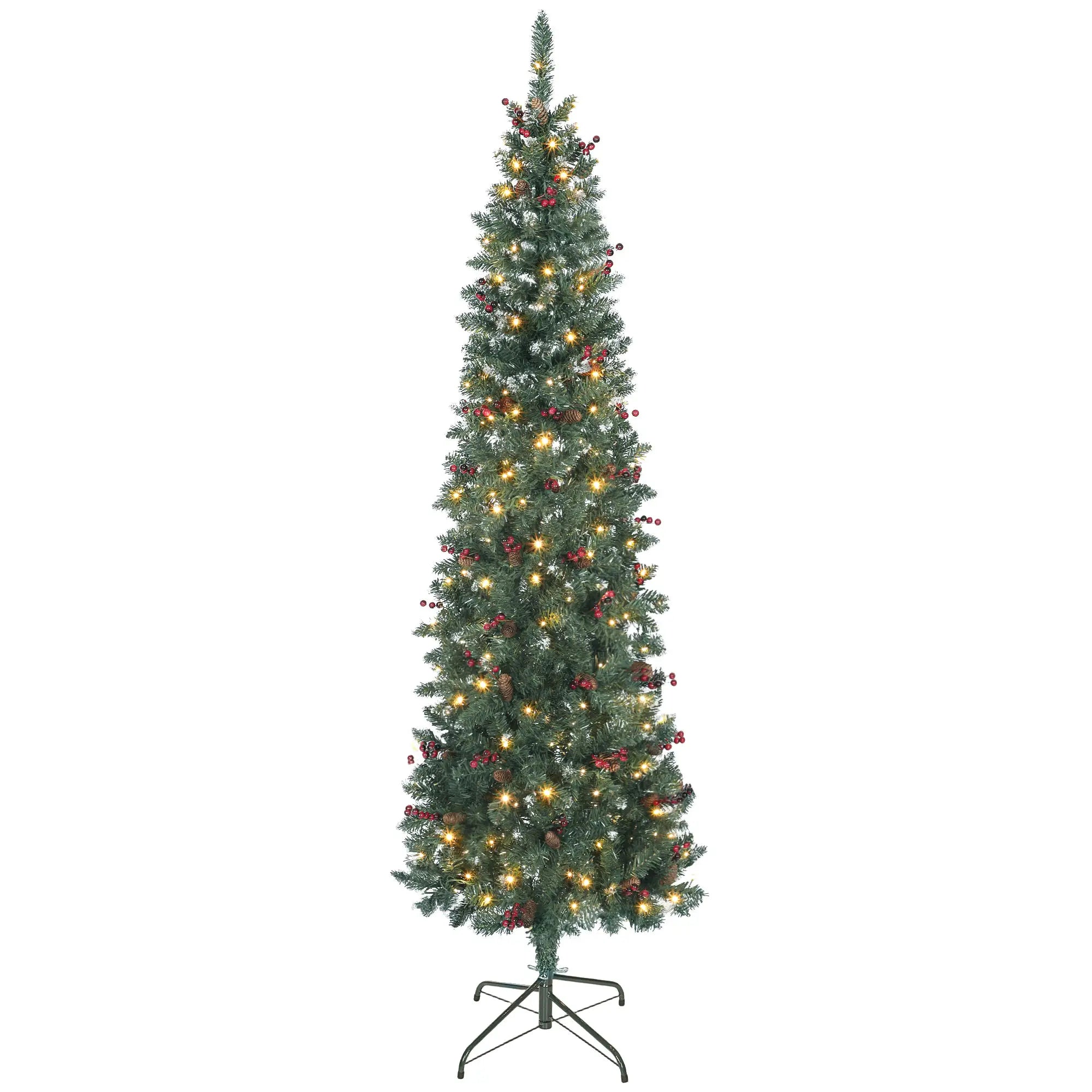 7 ft Pencil Prelit Christmas Tree, LED Light, 8 Modes, Silver Glitter Pre Lit Christmas Trees at Gallery Canada