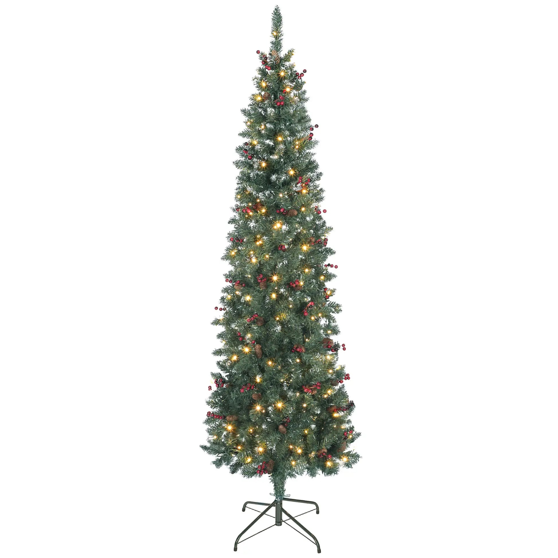 7 ft Pencil Prelit Christmas Tree, LED Light, 8 Modes, Silver Glitter Pre Lit Christmas Trees at Gallery Canada