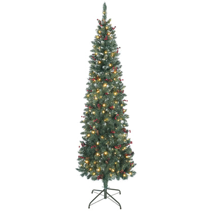 7 ft Pencil Prelit Christmas Tree, LED Light, 8 Modes, Silver Glitter Pre Lit Christmas Trees at Gallery Canada