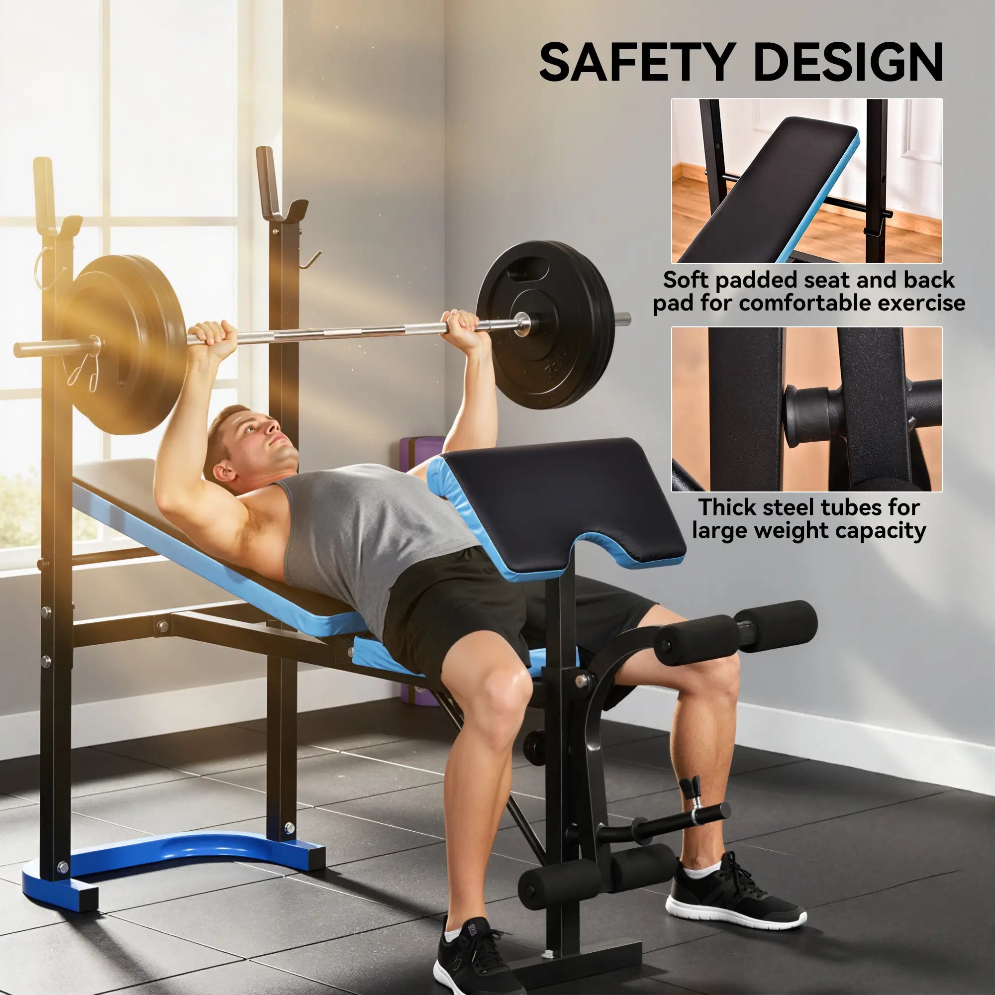Adjustable Weight Bench, Barbell Rack, Leg Developer, Black Weight Benches at Gallery Canada