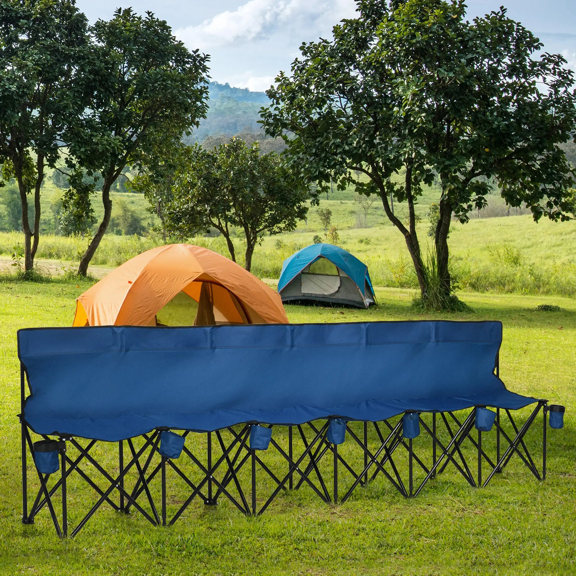 6 Seat Folding Camping Chair, Cup Holder, Carrying Case, Blue Picnic Tables & Camping Chairs at Gallery Canada