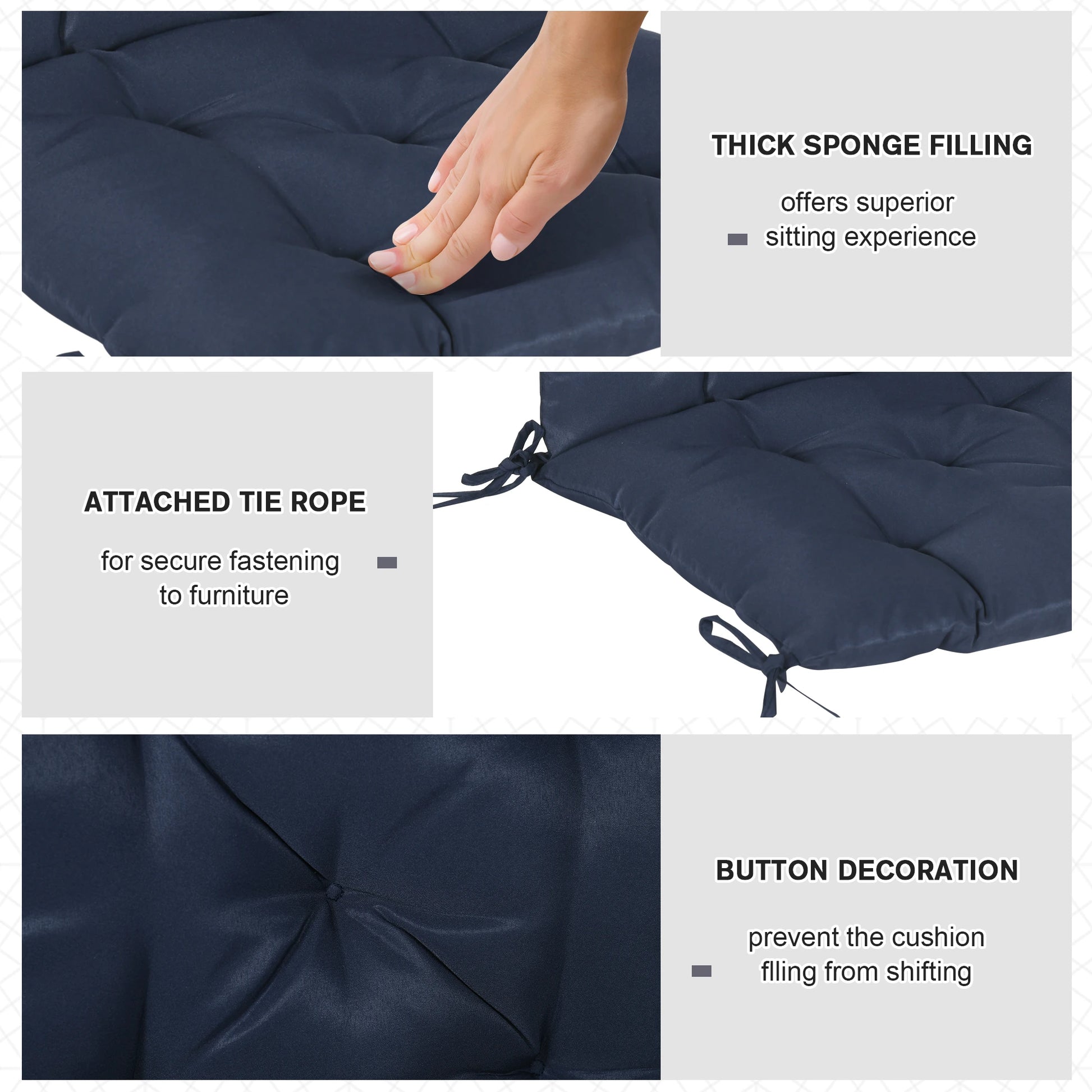 Patio Chair Cushions, Set of 2, 39" x 20" x 3", Dark Blue Patio Chair Cushions at Gallery Canada