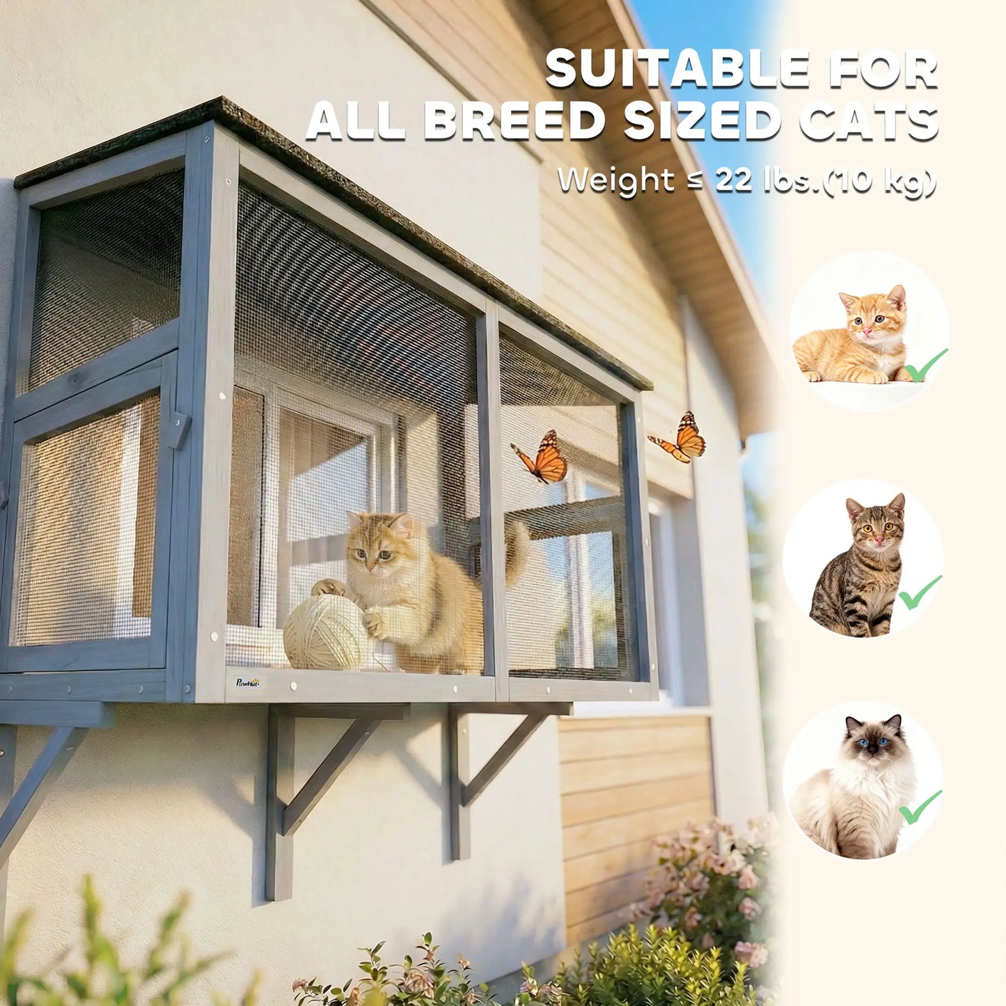 Outdoor Cat Enclosure, Expandable Wooden Cat House, 39.4"L Outdoor Cat Enclosures at Gallery Canada